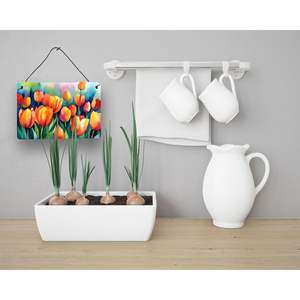 Nouveau multicolore aquarelle tulipes tenture murale en aluminium métal signe pour cuisine Bar salle de bain décor à la maison 8HX12W - Product Image 3