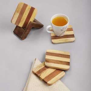 Posavasos de madera hecho a mano con vetas de madera natural para decoración de cocina de estilo rústico, campestre, vintage. - Product Image 5