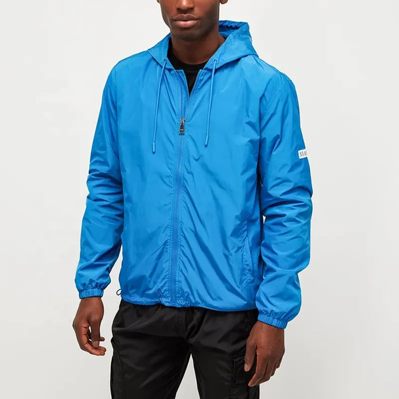 Custom soft shell jacket wind proof jackets for men zip up windbreaker jacket with logo