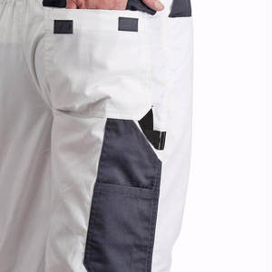 OJ Men's White <b>Work</b> <b>Pants</b> With <b>Black</b> Knee Pads Abrasion Resistant Cotton Material Uniform <b>Pants</b> - Product Image 5
