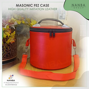 Deluxe Machine Embroidered Masonic Fez Case (RED) Imitation Leather Lightweight Comfortable Freemasons <b>Hat</b> Storage Carrying <b>Box</b> - Product Image 6