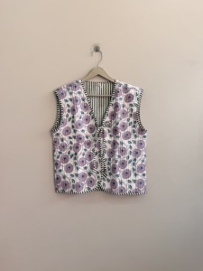 Chaleco de Algodón Bordado con Flores para Mujer, Prenda Exterior Informal, Bordado a Mano, Transpirable, Estilo sin Cuello - Product Image 1