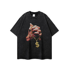 Sudadera Oversize de Algodón Lavado con Forro Polar Impermeable y Cremallera para Hombre, Cuello Redondo, Manga Larga, Diseño Estampado de Cadena con Símbolo de Dólar, Estilo Urbano - Product Image 3