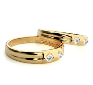 925 Sterling Silver Gold Plated Double Stone <b>Couple</b> <b>Rings</b> - Product Image 3