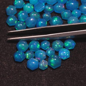 Opale Paraïba naturelle traitée fumée, pierre précieuse en vrac, cabochon taille hexagonale, multicolore, pour bijoux HASNAIN GEMS - Product Image 5