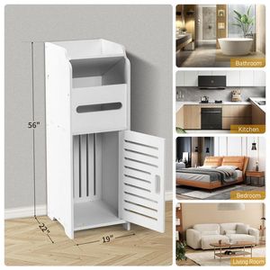 Mobiletto da Bagno Moderno a Una Porta in MDF Ecologico Bianco con Dettagli in Metallo per Casa, Magazzino, Officina, Hotel o Villa - Product Image 4