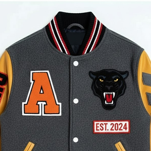Veste de baseball pour homme en chenille brodée de haute qualité avec logo frontal, coupe-vent écologique, couleur unie, nouvelle arrivée - Product Image 2