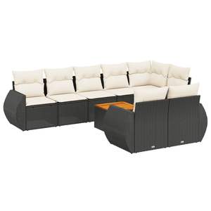 Ensemble de canapés de jardin noirs en rotin PE, mobilier d'extérieur, coussins imperméables, design contemporain - Product Image 4