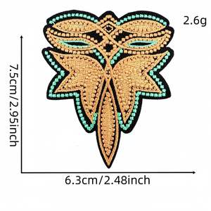 Patchs brodés perlés personnalisés, appliques de perles de rocaille tendance pour vestes, sacs, chapeaux, vêtements, tissu sergé, thermocollants, vente en gros - Product Image 2