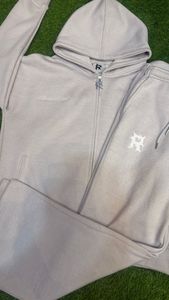 Custom Zipper <b>Puller</b> Solid Color Cotton Fleece Men Tracksuit High Street Embroidered Logo Men Tracksuit - Product Image 2