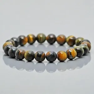Natural Black Tiger Eye Smooth Round AA Grade Gemstone Beads Stretch Bracelet Healing Jewelry Wholesale - Product Image 5