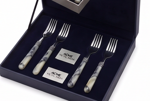 Elegant Silver Cutlery <b>Set</b> Stainless Steel With Cream And <b>Grey</b> Marble Handle Stylish Flatware For <b>Dining</b> <b>Table</b> And Kitchen - Product Image 3