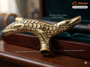 Moderna Empuñadura de Latón con Cabeza de Cocodrilo de 5 Pulgadas para Bastón, Venta al por Mayor OEM - Product Image 3