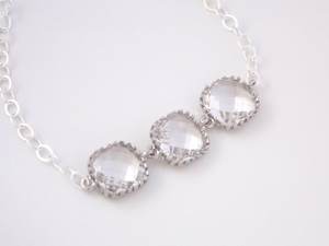 Crystal Bracelet Sterling Silver Bracelet Glass Clear Bracelet Wedding Bridal Jewelry Bridesmaids Gift - Product Image 4