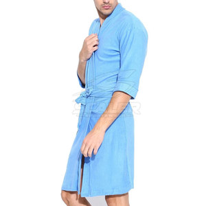 Peignoir classique pour homme à manches longues en coton 100% doux et à séchage rapide pour la maison, l'hôtel, le spa, la station balnéaire, la douche, les voyages, les week-ends - Product Image 3