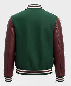 Men's <b>Retro</b> College Style All-Season Varsity <b>Jacket</b> PU <b>Leather</b> Embroidered Stitching Loose Fit High Street Design for Spring - Product Image 2