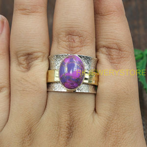 Purple Copper Turquoise <b>Ring</b> Handmade 925 Sterling Silver Brass Boho <b>Statement</b> <b>Ring</b> Natural Turquoise Jewelry Women Gift for her - Product Image 2