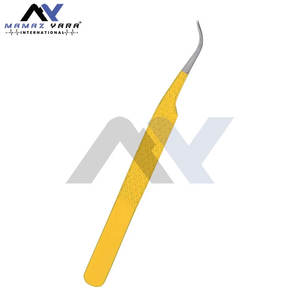 Pinces à cils professionnelles en acier inoxydable avec pointe en fibre jaune pour extensions de cils volumineuses, lot de 4 - Product Image 4