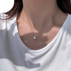 18K <b>Gold</b> Queen Aurora <b>Necklace</b> with Sea Water Akoya <b>Pearl</b> Pendant Versatile Classic Style Round Heavenly Maiden <b>Necklace</b> - Product Image 5