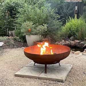 Contemporary Outdoor Fire Pit with Geometric Metal Design - Product Image 4