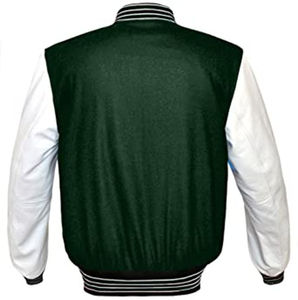 Superbe veste universitaire en cuir blanc véritable pour homme, avec logo personnalisé, veste varsity en laine avec logo personnalisé - Product Image 3