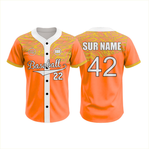 Camisetas de Béisbol Juveniles Personalizadas con Bordado, Doble Tejido, Sublimadas, Estilo Jersey, con Botones y Malla - Product Image 4