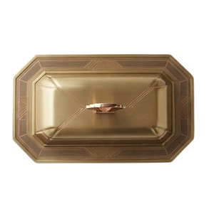Beurrier en métal plaqué or avec couvercle, forme rectangulaire, design moderne et luxueux, finition polie, pour la cuisine et les réceptions - Product Image 2
