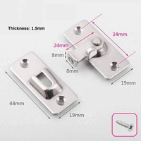 Loquet de porte coulissante à angle droit en acier inoxydable pour tiroirs, armoires, porte de grange à 90 degrés