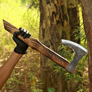 Hache tactique à double lame THEWIZ CRAFTS, hache à abattre, lame en acier forgé, manche en bois, outil de coupe d'arbres DIY, camping en plein air - Product Image 3