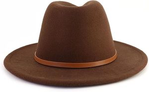 Wholesale <b>Western</b> Felt Fedora <b>Hat</b> with Leather Buckle Band - Product Image 6