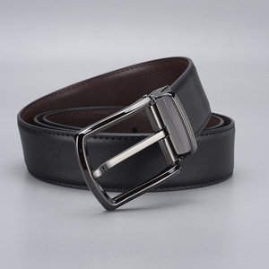 Ceinture en cuir véritable à boucle ardillon, double face réversible, pour hommes, vente en gros d'usine - Product Image 2