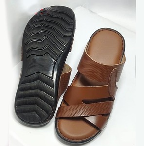 Genuine Leather Men's Summer <b>Slip</b>-On <b>Slides</b> with PU Outsole Comfortable Breathable Wholesale OEM Custom Logo Footwear For 2026 - Product Image 1