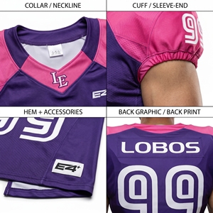 Camiseta de Fútbol Americano Rosa Personalizada al por Mayor, de Secado Rápido, de Malla de Poliéster Gruesa, con Impresión por Sublimación - Product Image 4