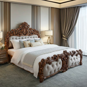 โครงเตียงไม้สักแกะสลักหรูหราแบบพับได้ สไตล์ช่างฝีมือ ขนาดใหญ่ เฟอร์นิเจอร์ห้องนอนหลักไม้เนื้อแข็ง - Product Image 3