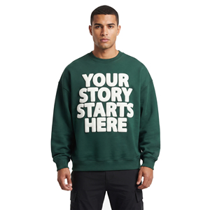 Sweat-shirt à col rond avec impression en relief, épaules tombantes, manches longues, sweat-shirts à impression en relief pour hommes, sweat-shirts en molleton 300-500 g/m², sweat-shirts oversize - Product Image 1