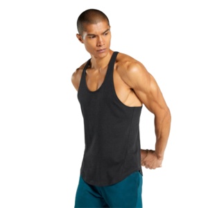 Fabricante de Camisetas de Gimnasio de Algodón, Camiseta Deportiva Ajustada con Rayas Blancas, Camiseta de Gimnasio Ajustada con Compresión para Hombre - Product Image 1