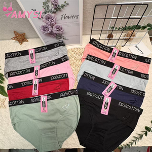 M780 #   Culottes de bikini pour femmes rondes 100% Coton Anti-bactérien Extensible Ceinture à lettres sexy Taille mi-haute Sous-vêtements écologiques - Product Image 6