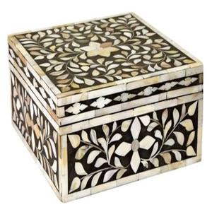 Caja Decorativa con Incrustaciones de Madreperla, Estilo Americano, en MDF y Hueso Pulido, Color Personalizado, 10x8x3 - Product Image 4