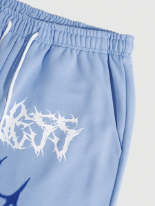 Darkness Gothic Print Casual <b>Men's</b> Sweatpants Light Blue Straight Design Elastic Waist Drawstring Breathable Midweight - Product Image 5