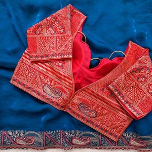 Premium Silk <b>Saree</b> with Rich Embroidery And Zarkan Work Border With Designer <b>Stitched</b> Blouse Wholesale Rate By Royal Export - Product Image 1