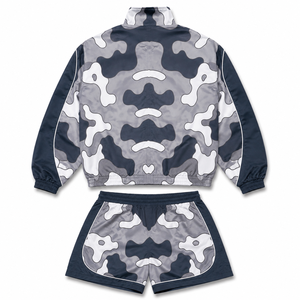 Custom Men's <b>Camo</b> Nylon Windbreaker <b>Jacket</b> Shorts Set Full Zip Lightweight Summer Streetwear Two Piece Tracksuit OEM Apparel - Product Image 2