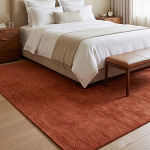 Tapis DECORDEC en laine terracotta orange, texture unie mélangée, écologique, antidérapant, tufté à la main, pour salon - Product Image 3
