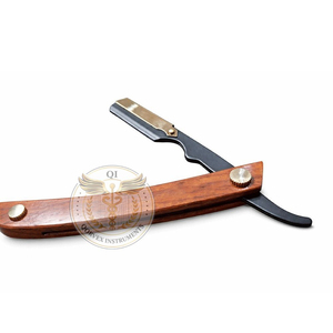 Cuchilla de Afeitar Profesional con Mango de Madera y Acero Inoxidable Premium para Barbería, Uso Doméstico y en Salón de Belleza - Product Image 2