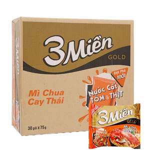 Nouilles instantanées 3 Mien Gold Fried au bœuf mijoté et aux herbes, marque Vietnam, 65g/tasse, prix avantageux - Product Image 5