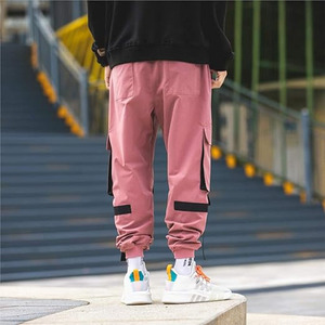 Pantalon cargo multi-poches en nylon style hip-hop, design personnalisé, avec sangles sur les poches, cordon de serrage OEM, pantalon cargo élégant pour hommes - Product Image 4