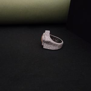 Anillo de cóctel de lujo con forma de estrella, engaste pavé de diamantes, plata 925, joyería unisex para fiestas - Product Image 2
