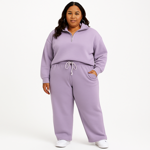 Conjunto de Ropa Casual para Mujer, Dos Piezas, Sudadera con Capucha y Cremallera, Pantalones a Juego, Suministro de Fábrica OEM - Product Image 2