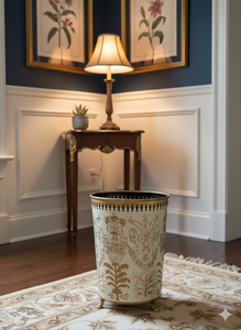 Poubelle en laiton peinte à la main, design antique, artisanat de luxe pour la décoration intérieure, taille personnalisée, poubelle vintage peinte à la main - Product Image 6