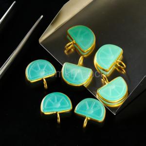 Sky Blue Chalcedony Orange Fruit Carved Gemstone Pendant Sterling <b>Silver</b> Gold Vermeil <b>Charm</b> Natural Healing Crystal Jewelry Bulk - Product Image 2