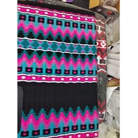 Tapis de selle Western rose, turquoise et noir, en mélange de laine, contouré, avec patch en cuir résistant, pour équipement d'équitation (LLT)